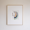 "Joyful Connections" Original Art Framed in 11x14 Aluminum Brass - Green Striped Swish