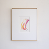 "Joyful Connections" Original Art Framed in 11x14 Aluminum Brass - Striped Pink and Gold Swish