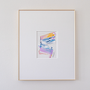 "Joyful Connections" Original Art Framed in 16x20 Aluminum Brass - Lavender Blue Gold Stack