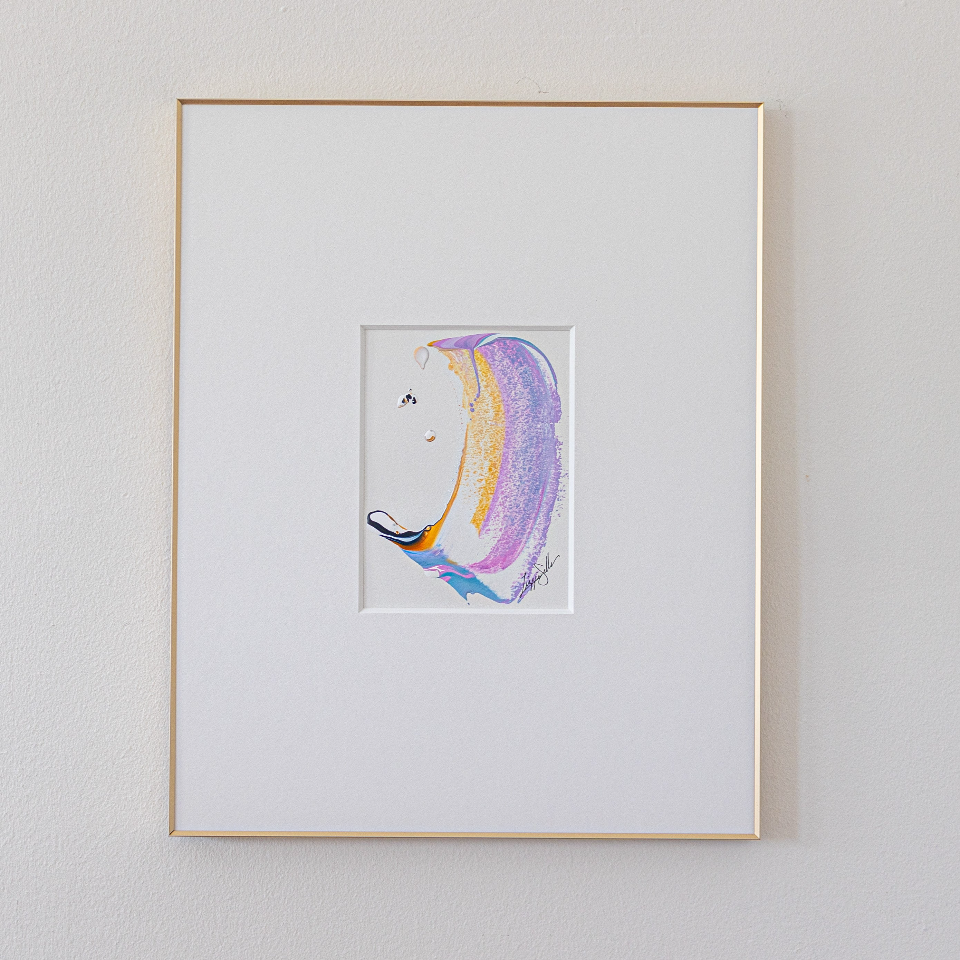 "Joyful Connections" Original Art Framed in 16x20 Aluminum Brass - Lavender Swish 2