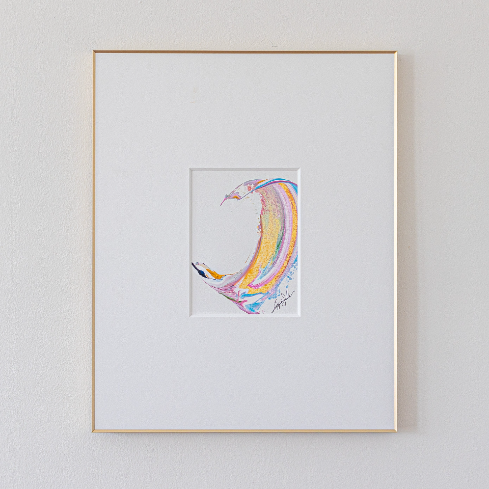 "Joyful Connections" Original Art Framed in 16x20 Aluminum Brass - Pastel Swish