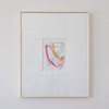 "Joyful Connections" Original Art Framed in 16x20 Aluminum Brass - Pink Black Swish