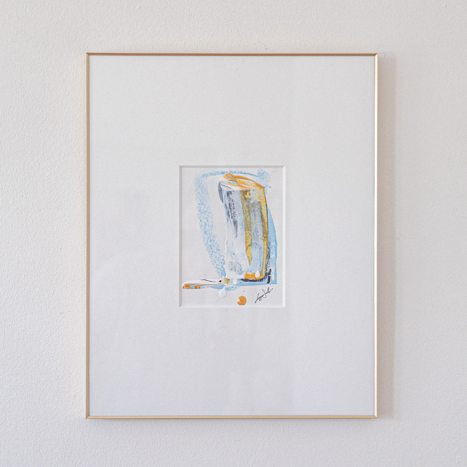 "Joyful Connections" Original Art Framed in 16x20 Aluminum Brass - Soft Blues