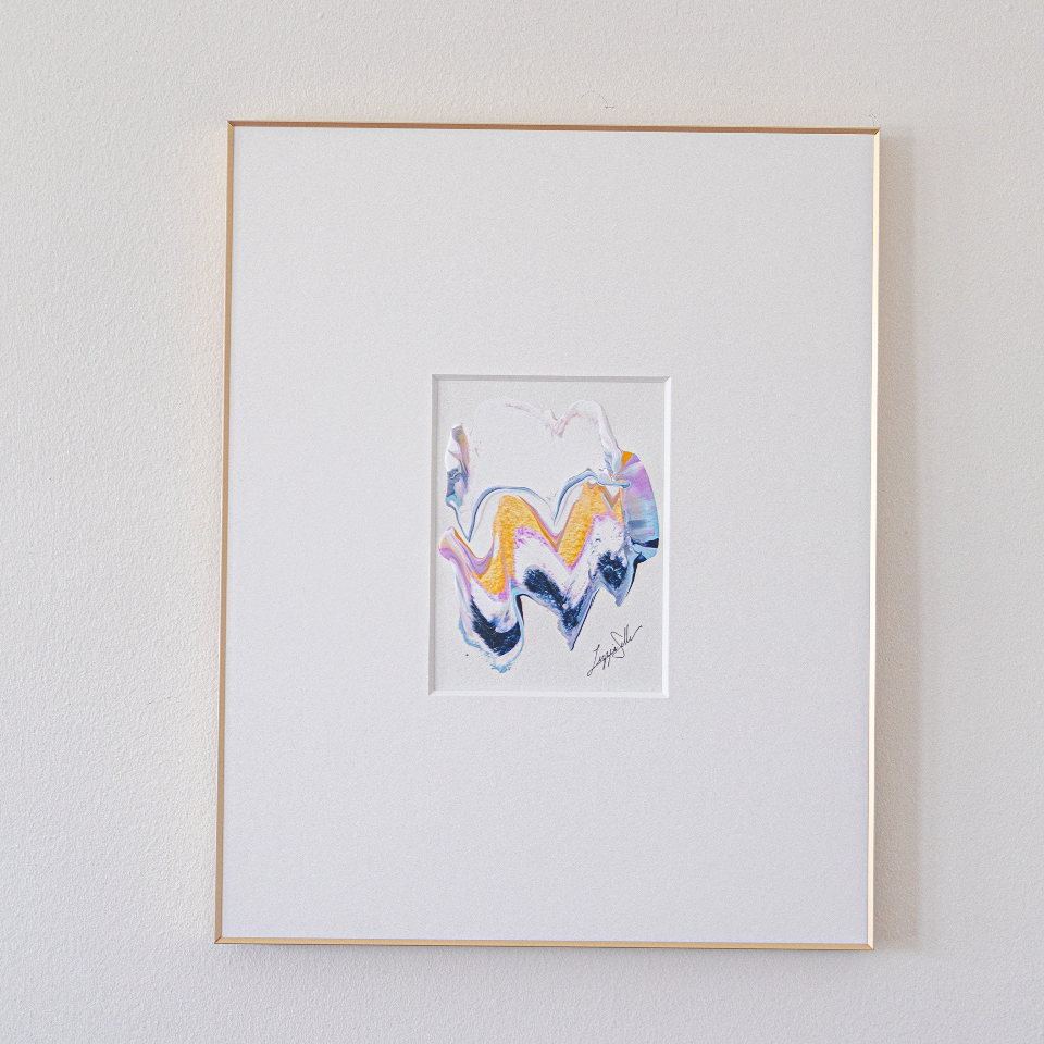 "Joyful Connections" Original Art Framed in 16x20 Aluminum Brass - Wavy Snowfall