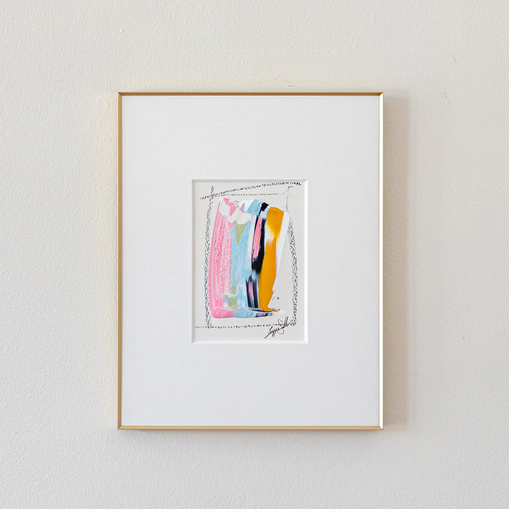 "Joyful Connections" Original Art Framed in 11x14 Aluminum Brass - Outlined Swish 2