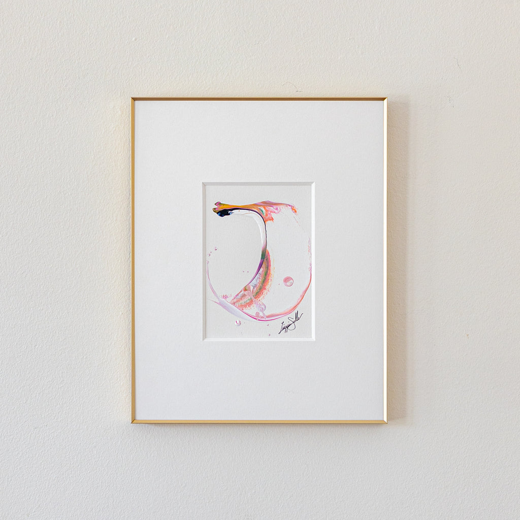 "Joyful Connections" Original Art Framed in 11x14 Aluminum Brass - Perfect Peach Swish
