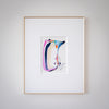 "Joyful Connections" Original Art Framed in 11x14 Aluminum Brass - Magenta aqua swish