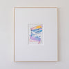 "Joyful Connections" Original Art Framed in 16x20 Aluminum Brass - Lavender Blue Gold Stack