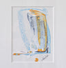 "Joyful Connections" Original Art Framed in 16x20 Aluminum Brass - Soft Blues