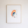 "Joyful Connections" Original Art Framed in 11x14 Aluminum Brass - Coral Striped Swish