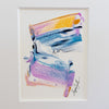 "Joyful Connections" Original Art Framed in 16x20 Aluminum Brass - Lavender Blue Gold Stack