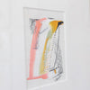 "Joyful Connections" Original Art Framed in 16x20 Aluminum Brass - Coral Black Criss Cross