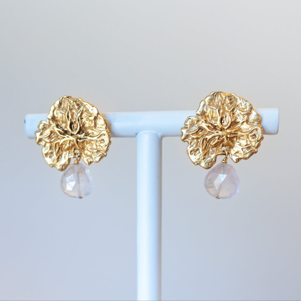 Kelp Rose Quartz Earrings