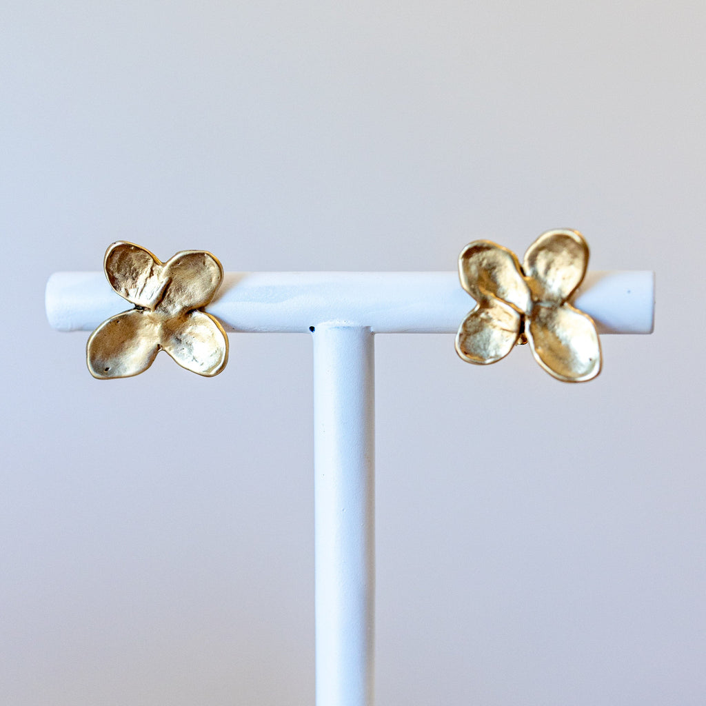 Hydrangea Bronze Post Earrings