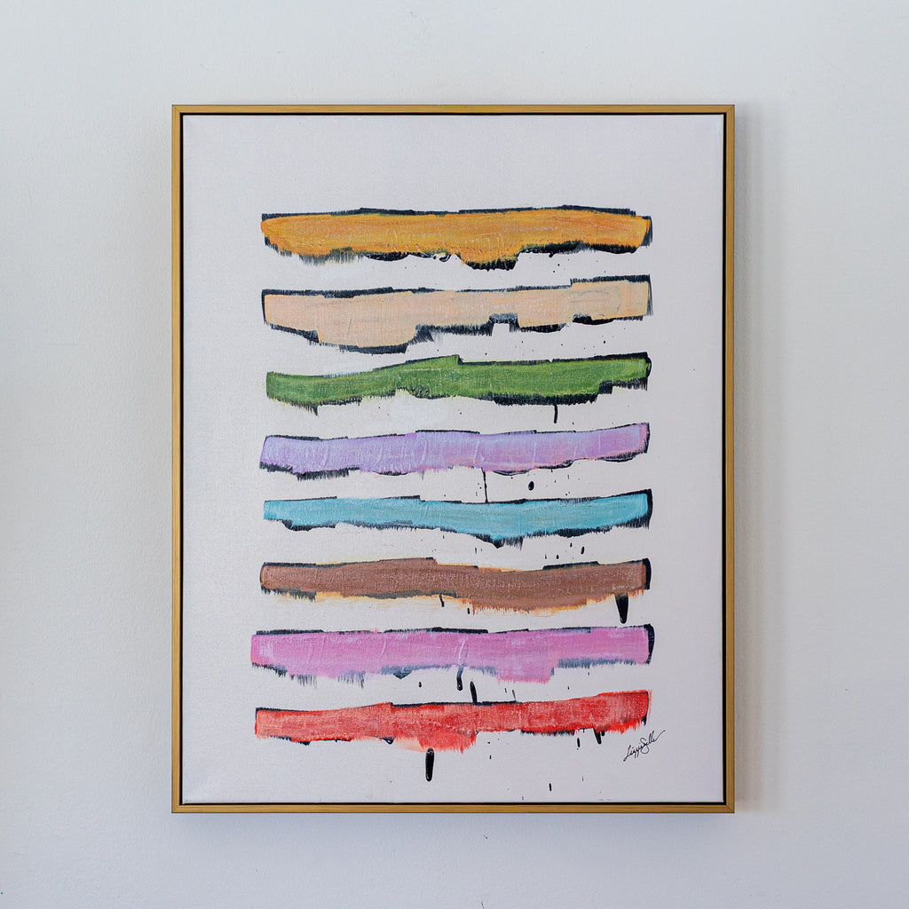 "Learning the Lines II" 22x28, Gold Float Frame