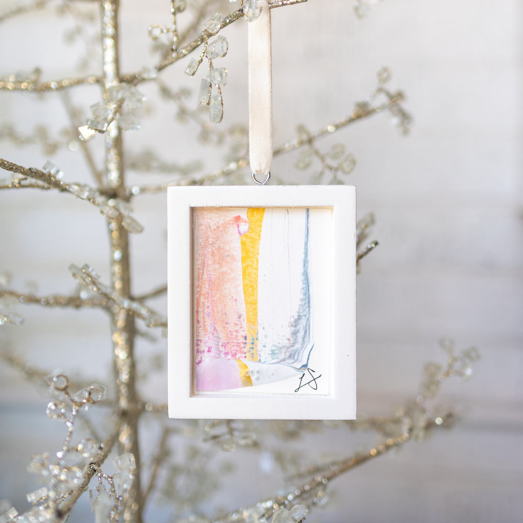 Let It Snow Original Art Ornament - Soft Pastel Snowfall Abstract