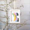 Let It Snow Original Art Ornament - Swish and Flip Green Metallic Gold Pink Black