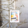 Let It Snow Original Art Ornament - Blue Gold Coral Navy Diagonal Swish