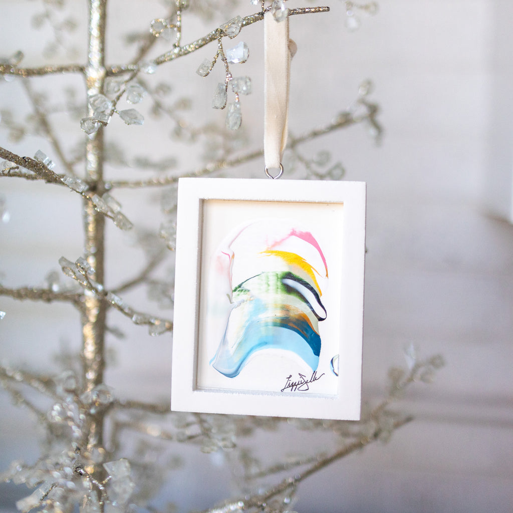 Let It Snow Original Art Ornament - Whiteout rainbow