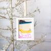 Let It Snow Original Art Ornament - Stacked Pink Gold Tan Navy with Oil Pastel