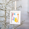 Let It Snow Original Art Ornament - Snowy Copper Gold Blue Pink Swish