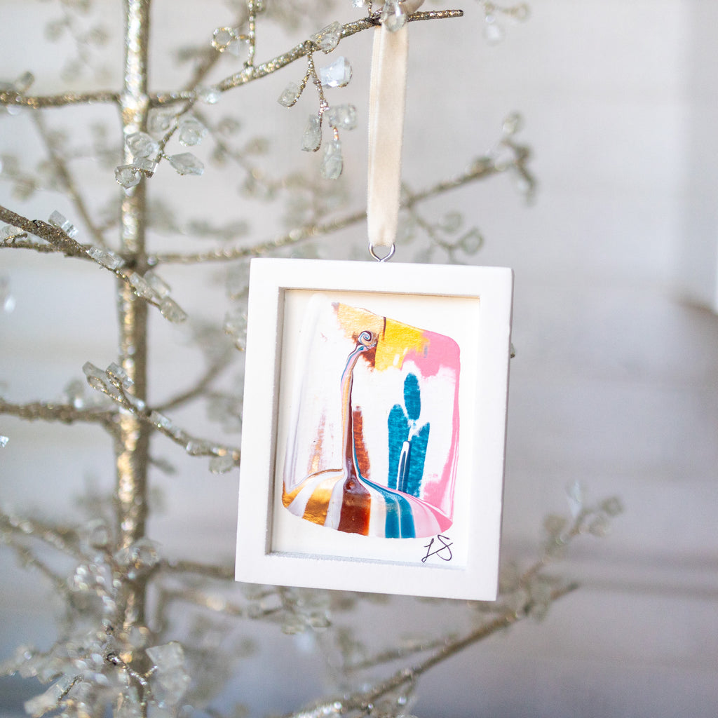 Let It Snow Original Art Ornament - Blue Angel Swish