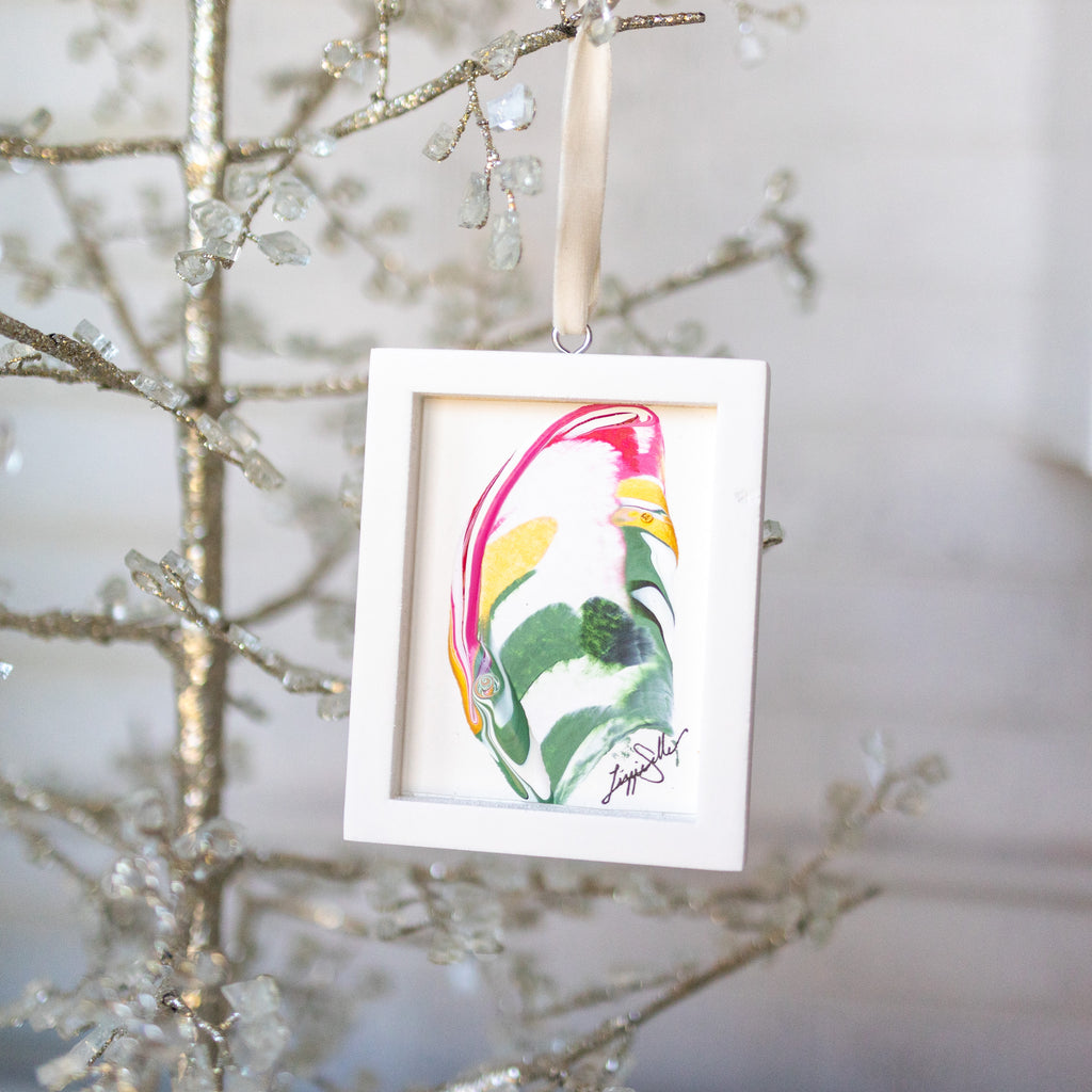 Let It Snow Original Art Ornament - Red Green Candy Twist