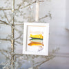 Let It Snow Original Art Ornament - Green Gold Tan Minimalist