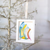 Let It Snow Original Art Ornament - Blue Green Gold Swish