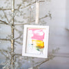 Let It Snow Original Art Ornament - Snowy Pink Gold Green Swish