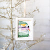 Let It Snow Original Art Ornament - Green Gold Red Horizontal Abstract