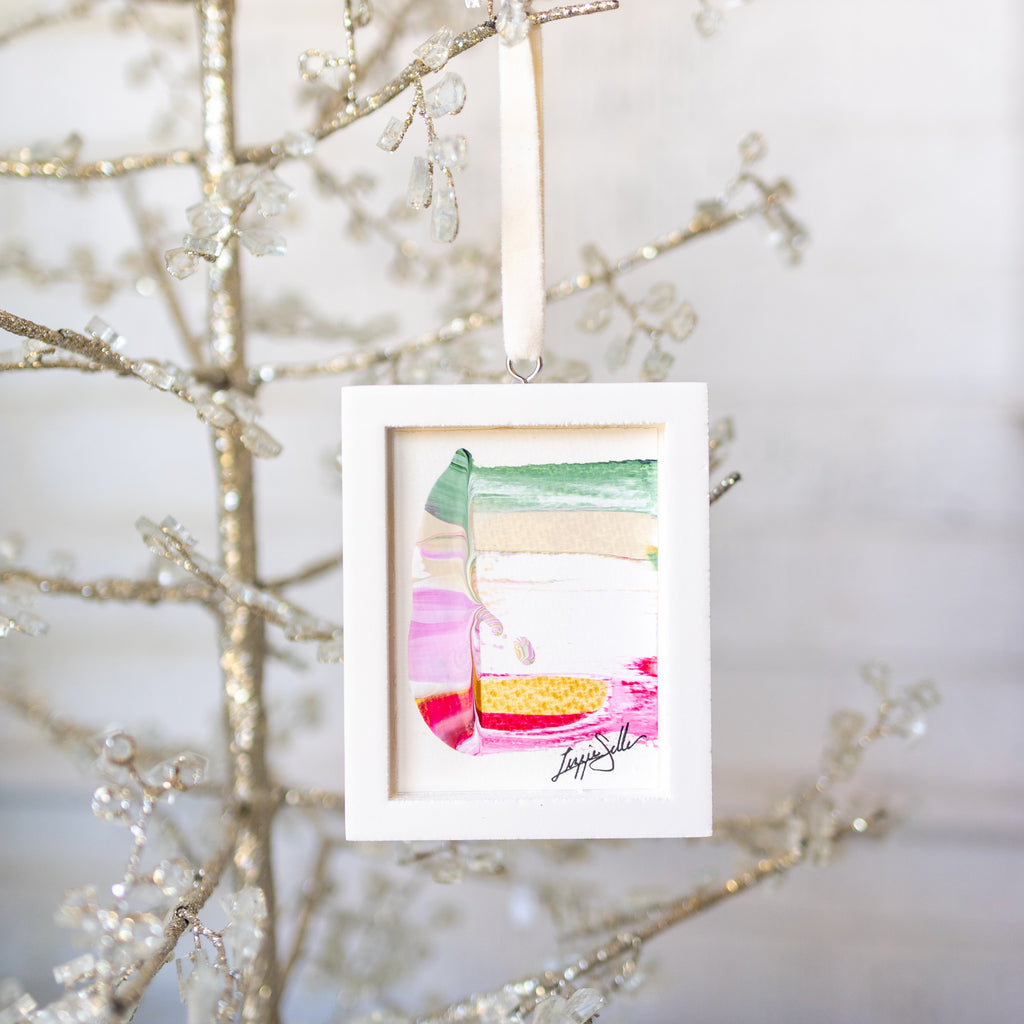 Let It Snow Original Art Ornament - Peppermint Candy Swish