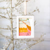 Let It Snow Original Art Ornament - Coral Gold Tan Green Stacked with Twist