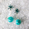 Sputnik Round Drop Earrings - Teal Swirl