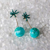 Sputnik Round Drop Earrings - Teal Swirl