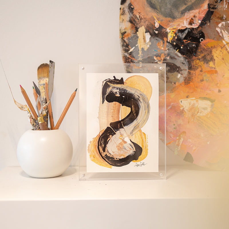 "Joyful Expression" Original in 6x8 Acrylic Block Frame