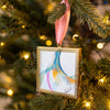 Merry & Bright Original Art Ornament - Green Gold Pink Vertical