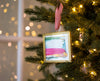 Merry & Bright Original Art Ornament - Green Gold Pink Vertical