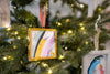 Merry & Bright Original Art Ornament - Green Gold Pink Vertical