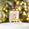 Merry & Bright Original Art Ornament - Green Gold Pink Vertical