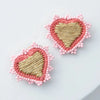 Doily Beaded & Embroidery Heart Earrings