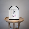 "Joyful Connections" Original Art - black stripe swish, 9x12 Arches Aluminum Frame