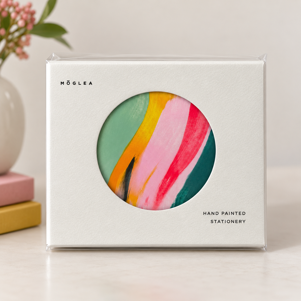 Rainbow Swirl Stationary Set - Hand Painted