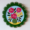 Green Circle Scallop Framed Floral Painting