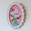 Ocal Scallop Framed Floral Daisy Painting