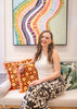 20" Coral Velvet Printed Pillow with Eyelash Fringe