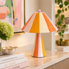 Stoneware Striped Table Lamp, Orange & Pink
