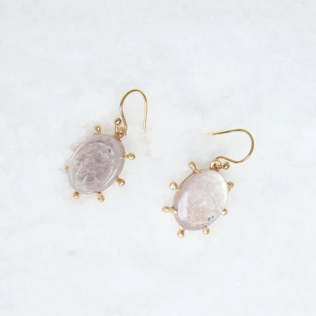 Pair of earrings with gold accents on a white background