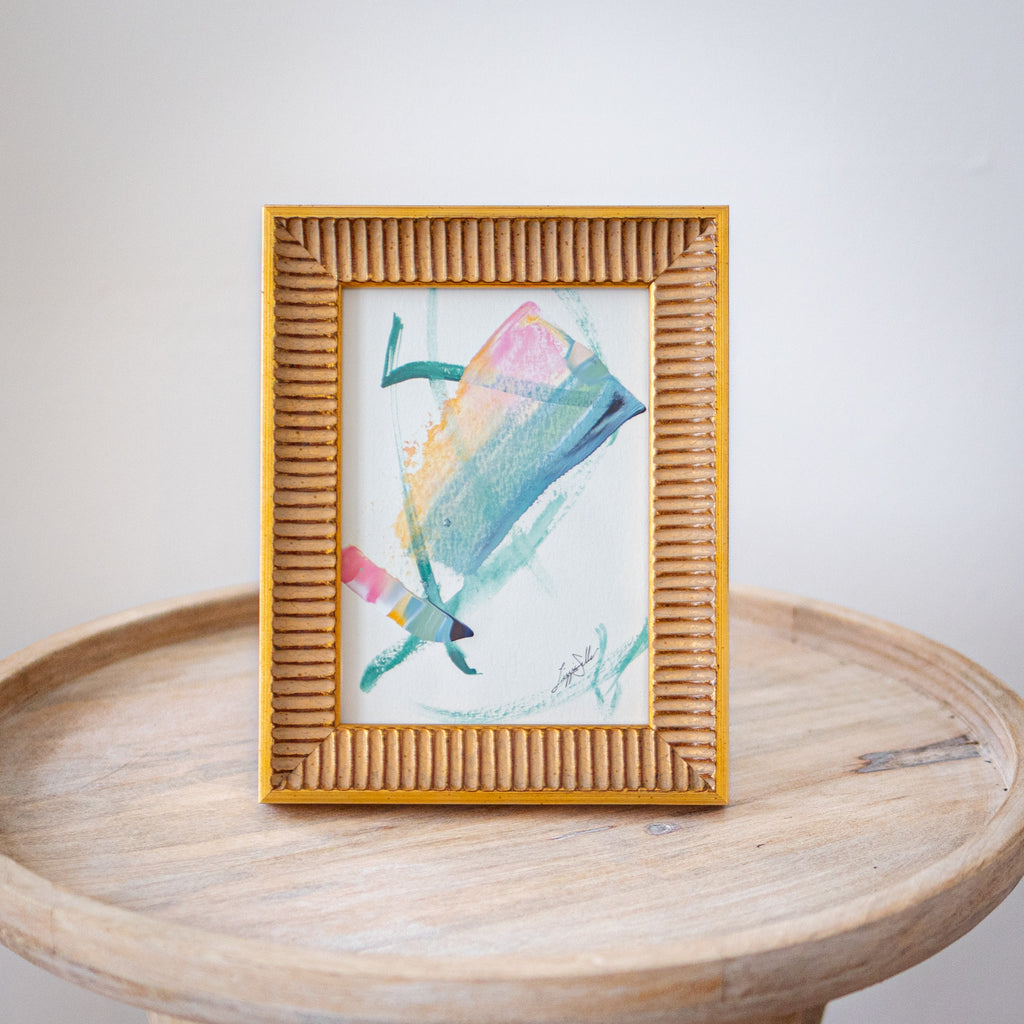 Original Artwork in Detailed Gold Frame 7.5"x9.5"