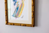"Joyful Connection" Gestural Study in Vintage Bamboo Frame 11.5”x13.5"